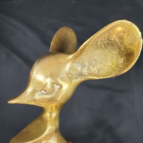 VTG Solid Brass Mouse Figurine | Mid Century Brass Animal Sculpture | Whimsical - Picture 10 of 15